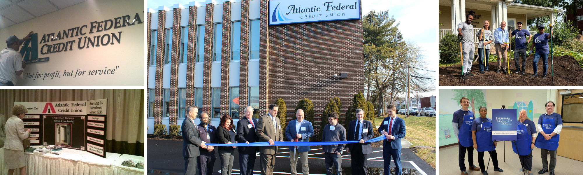 Collage of The Atlantic Federal Credit Union team members, branches and events through the years